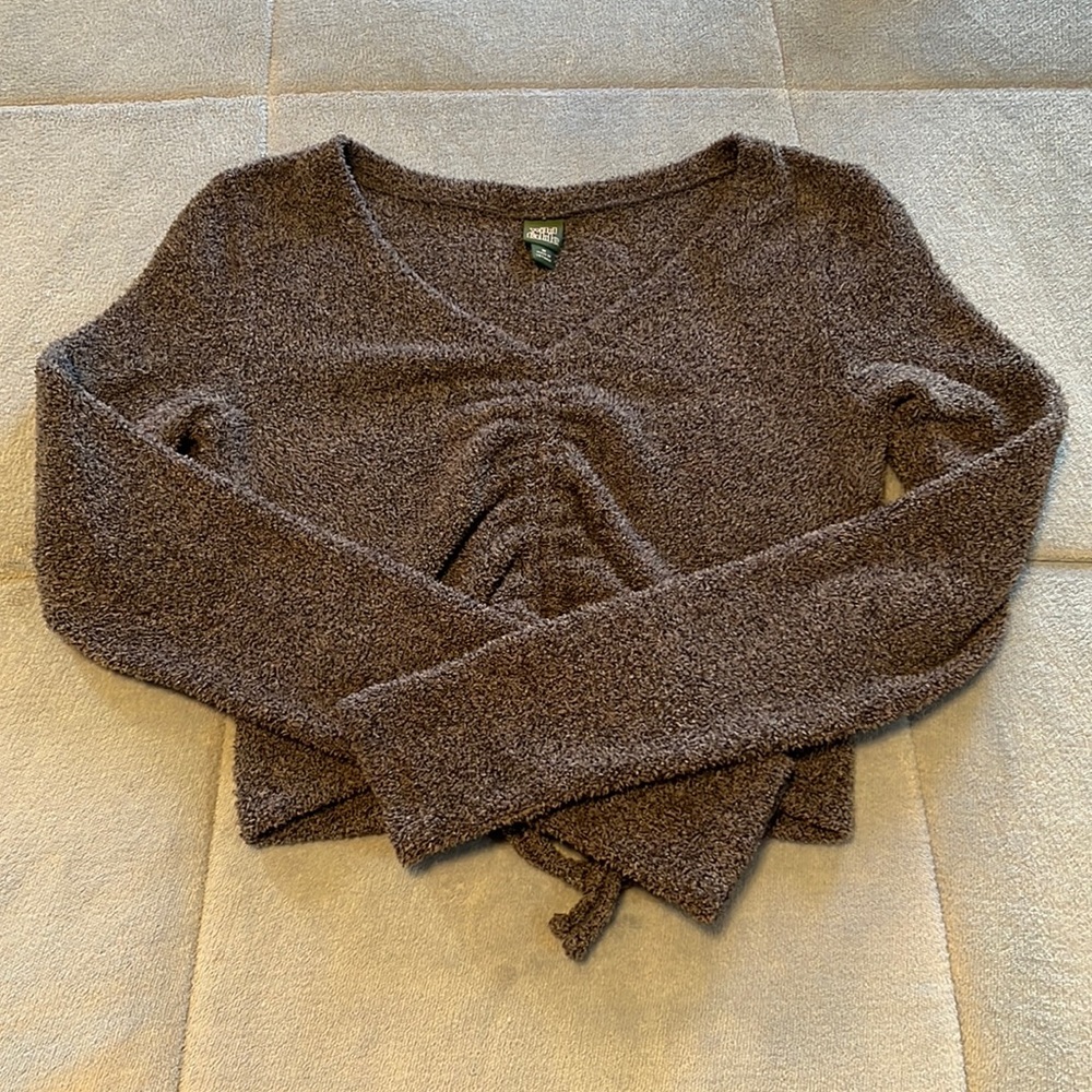 Wild Fable Brown V-Neck Cropped Sweater